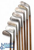 8x Assorted irons to incl George Kirby mussel back 2 iron, Range finder jigger, H Scarlet mid-