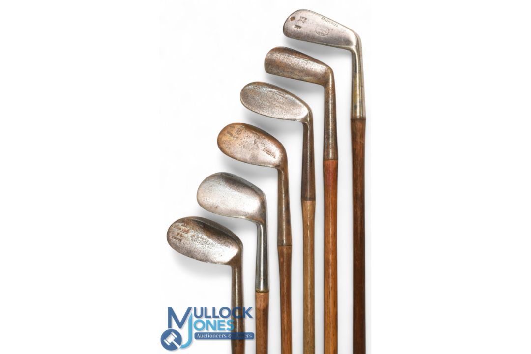 6x Various Golf Irons to incl 3x niblicks; by various makers a mashie niblick for F Smith Stafford - Image 1 of 3