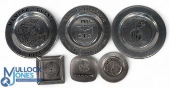 6x Cast Metal Ware Golf Plates & Ashrays Awards Trophies: to include World Golf Hall of Fame