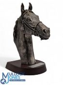 An Elizabeth II Silver Cast Head of a Horse, on a hardwood base, signed Donald Brindley, Sheffield
