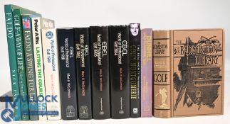 12x assorted Golf themed books to include Faldo In Search of Perfection 1996 Nick Faldo, Golf-A