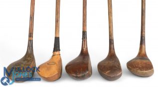 5x Various socket head woods incl small head light stained John MacPherson of Inverness driver,