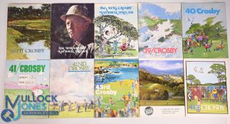 A continuous run of ten Crosby Pro-Am Tournament programmes 1977-1985 including two different from