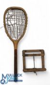 c1905 Transitional Flat Head Tennis Racket Possibly American, no obvious makers name to it, thick