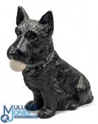 North British Rubber Co, black Scottie Dog advertising figure - c/w tartan collar and holding a golf