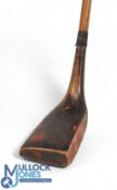 Unnamed Gassiat style dark stained persimmon socket neck putter with central brass sole plate