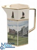 Pointers of London Jug depicting golfing scenes at St Andrews, Old Tom Morris, James Braid, Young