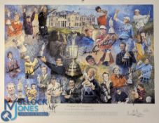 Golf multi signed Portrait of Champions 2000 The Open Winners, 20 assorted signatures to include