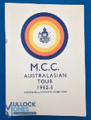 Bodyline 1932-33 Cricket Test MCC Australasian tour 1932-33 Orient Line brochure with amendment page