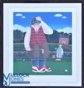 Peter Heard Golf Print: Another Tiddler Missed - limited edition 1 of 60 - signed by artist - framed