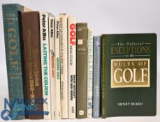 12x assorted Golf themed books to include The World of Golf 1962 Charles Price, Catalogue - The