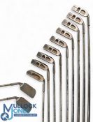 Interesting Patent Pryme Cambridge Eng Golf Irons 'Sole Hosel' stamped club head - with a stepped