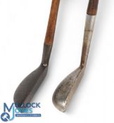 2x Metal mallet head putters an unusual Harrower patent putter showing the Heart mark with a short