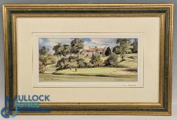 Golfing Print Oakdale Golf Club signed by the artist Denis Parrett - mounted and framed under
