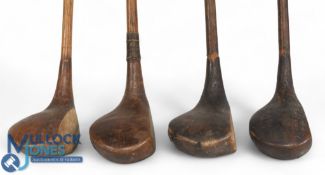 4x Small headed woods - 3x drivers; The St Andrews Gol Co, H Tuck and a brassie t/w a Lockwood Brown