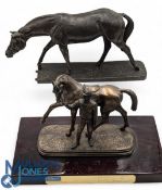 Resin Lingfield Winner Horse Racing Award-Trophy, with wooden base - the horse and rider have come