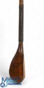 T Morris c1880 dark stained beechwood full brass soled scare neck spoon with rear lead secured