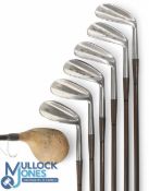 Set of Vintage Gradidge made in England Rustless Golf Irons and Wood (7) features 3-8 irons and a