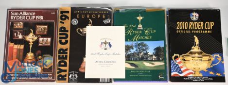 13x Ryder Cup programmes 1981-2014 to include 1981 plus Scorecard, 1989, 1991, 1993, 1995, 1997,