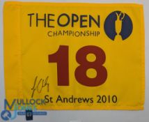 Golf Autograph signed - The Open 2010 18th Pin Flag St Andrews signed by Louis Oosthuizen - size #