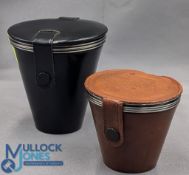 2x Leather Cased Stirrup Cups, 2 Danish made stainless steel, a collection of 3 larger cups and 4