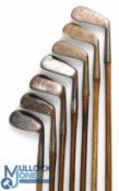 7x Various irons incl Cochrane niblick J Bremner mashie, Spieler mashie, St Andrews mid-iron,