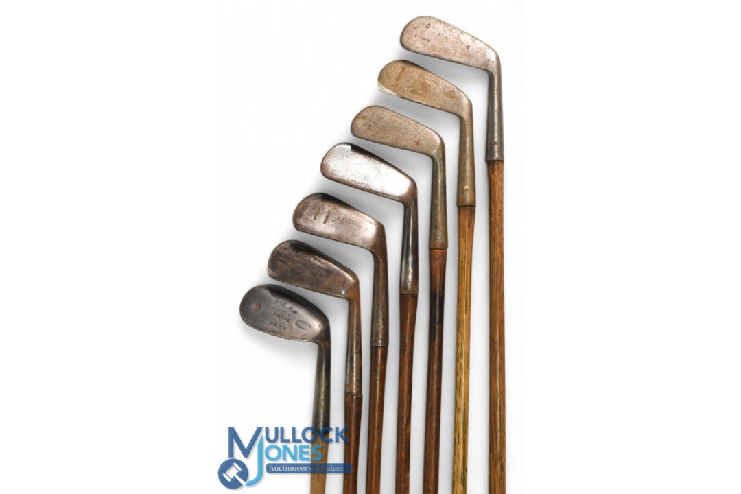 7x Various irons incl Cochrane niblick J Bremner mashie, Spieler mashie, St Andrews mid-iron, - Image 1 of 3