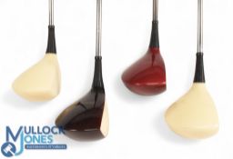 4x Interesting Lauramite 1 Woods (4) 2 in dark finish coating marked 'designed by Willi Hoffman',