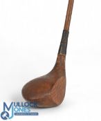 Rare very deep faced brown stained high crown driver showing what appears to be a gold transfer '