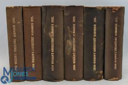 1920-1925 Wisden Cricketers' Almanack, six rebound volumes, in green leather with gilt to all page