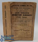 Wisden Cricketers' Almanack 1898 with its original paper boards, a good strong spine, having five