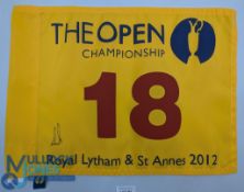 Golf Autograph signed - The Open 2012 18th Pin Flag Royal Lytham & St Annes signed by Ernie Els -