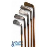 Interesting collection of 4x Bussey Golf Clubs to incl an early concave faced lofting iron, round