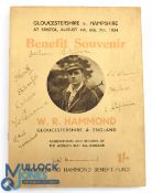 1934 Walter (Wally) R Hammond Benefit Souvenir Cricket Match Gloucestershire v England Programme,