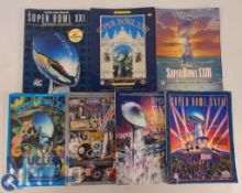 1987-1993 Super Bowl American Football Programmes a run of 7x Uk editions in fair-good used