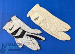 2x Signed Golf Gloves - Thorbjorn Olesen and Sandy Lyle - both match signatures personally