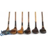 6x Various socket neck woods incl Forgan Gold medal large head stripe top driver, AH Scott light