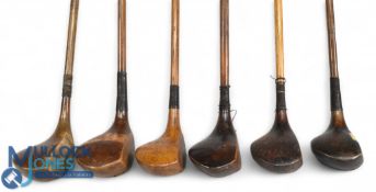 6x Various socket neck woods incl Forgan Gold medal large head stripe top driver, AH Scott light