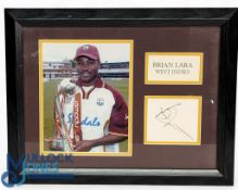 2004 Brian Lara West Indies Cricket Photograph with Autograph, well framed and mounted, has a COA