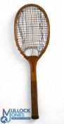 c1903 T H Prosser & Sons Special Corona Wooden Tennis Racket: retailed by Benetfink London who