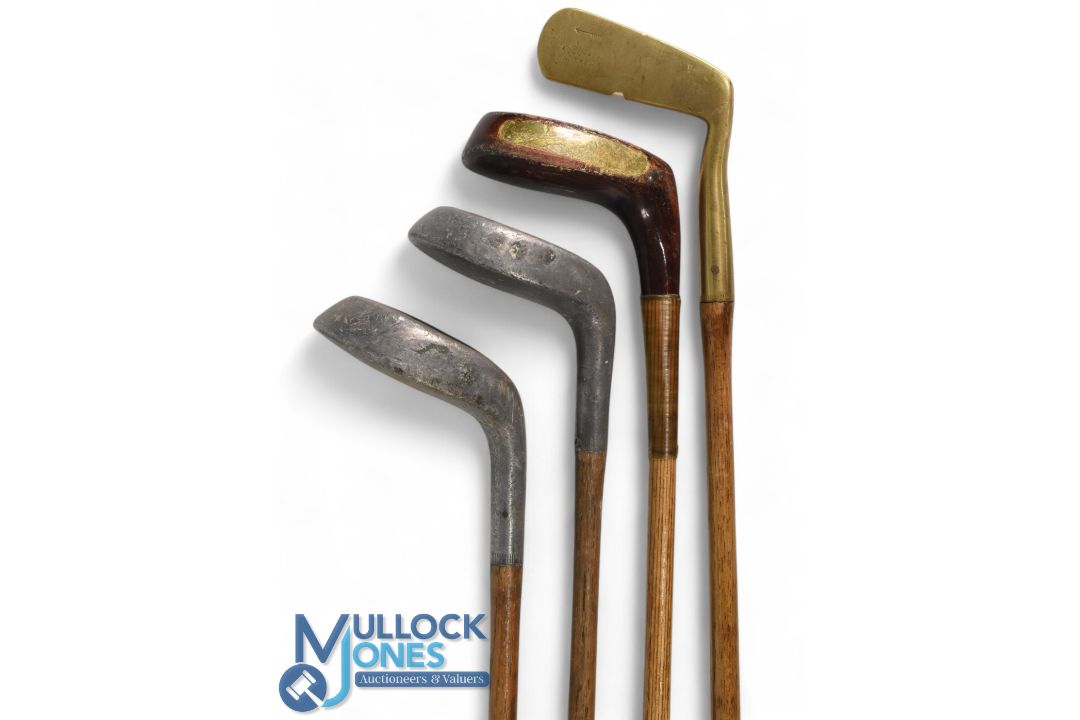 2x Braid Mills putters; one with light hosel damage, a brass bent neck blade stamped accurate - Image 1 of 3