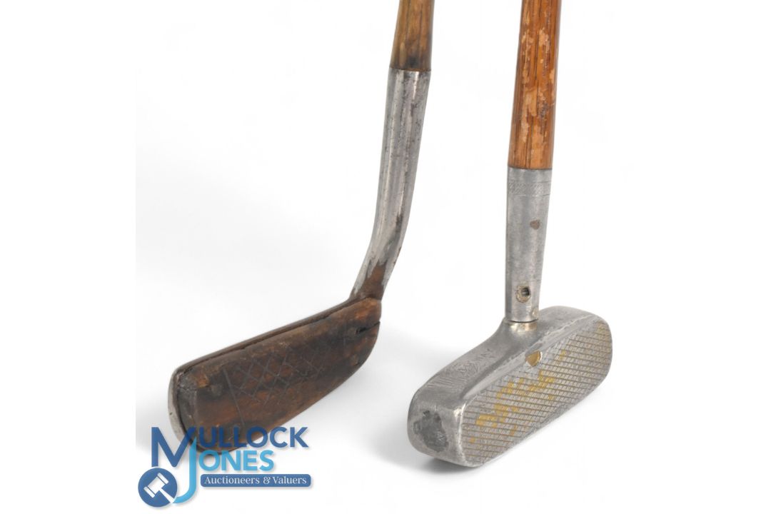 2x Interesting putters features a Gibson for Lillywhite very bent neck metal blade with full face - Image 1 of 3