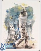 Bill Knowles limited edition 4/250 'Palmer '61 Open' colour golf print signed in pencil - Bill