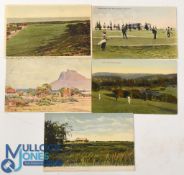 Scarce and Interesting collection of South Africa coloured golf club postcards from the early part