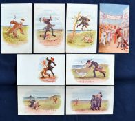 Collection of early 20th century amusing coloured clerical golfing scene postcards by Cynicus (