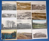 Collection of 12x early Scottish golf postcards – incl Ballater, Braemar, Braid Hills, Brora,