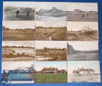 Collection of 12x early English golf postcards – incl Baildon Moor, Bamburgh, Clacton-on-Sea,