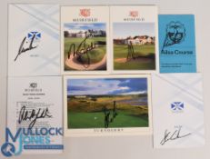 Signed Muirfield Score Cards: includes Phil Mickelson, Nick Faldo, Ernie Els, together with