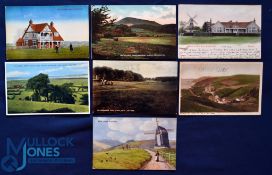 Interesting collection of several early 20thc English golf club coloured postcards (7): to