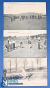 3x Rare European golf postcards featuring Pau x2 one of which features Harry Vardon playing an
